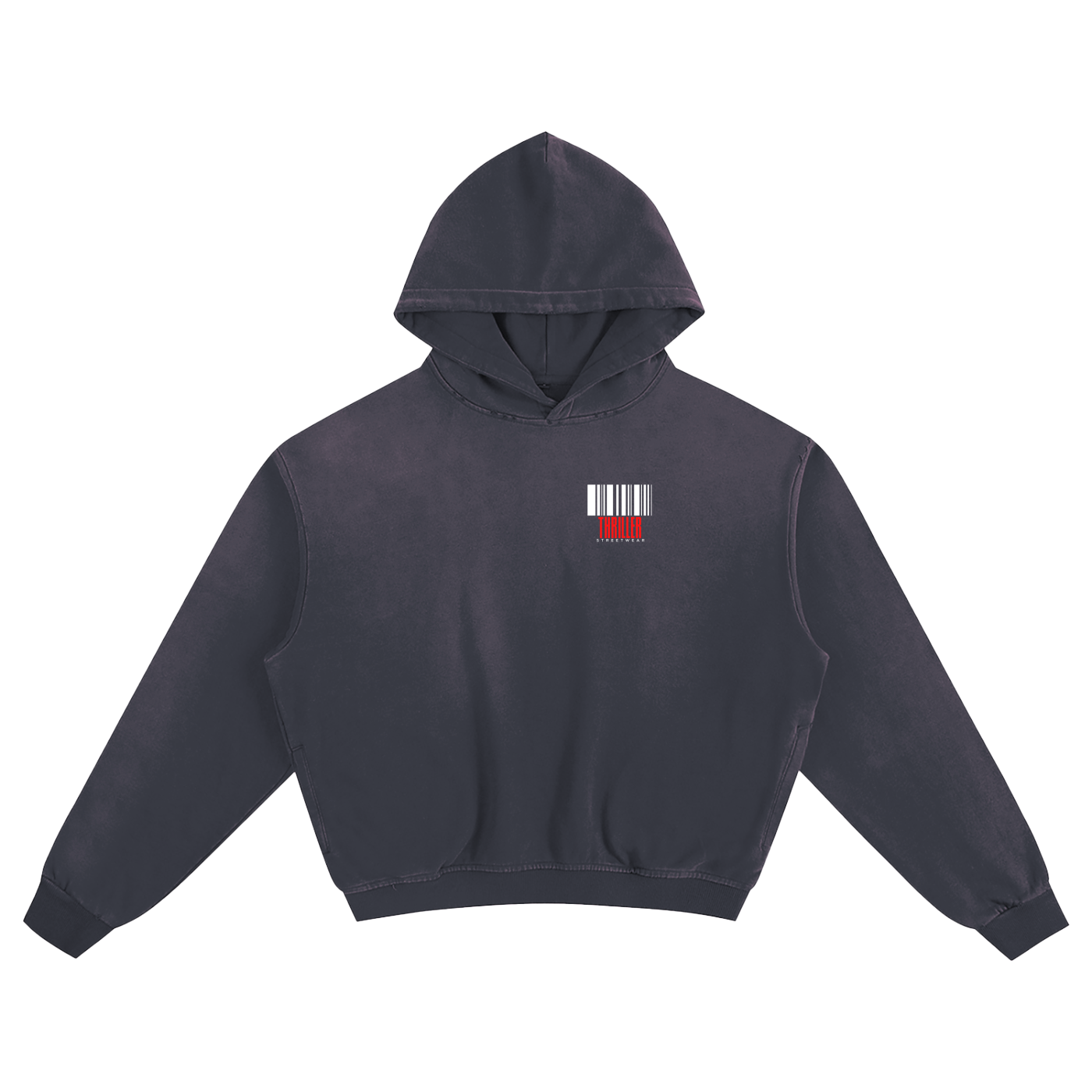 “Thriller Streetwear” Barcode Style Sunfade Boxy Hoodie