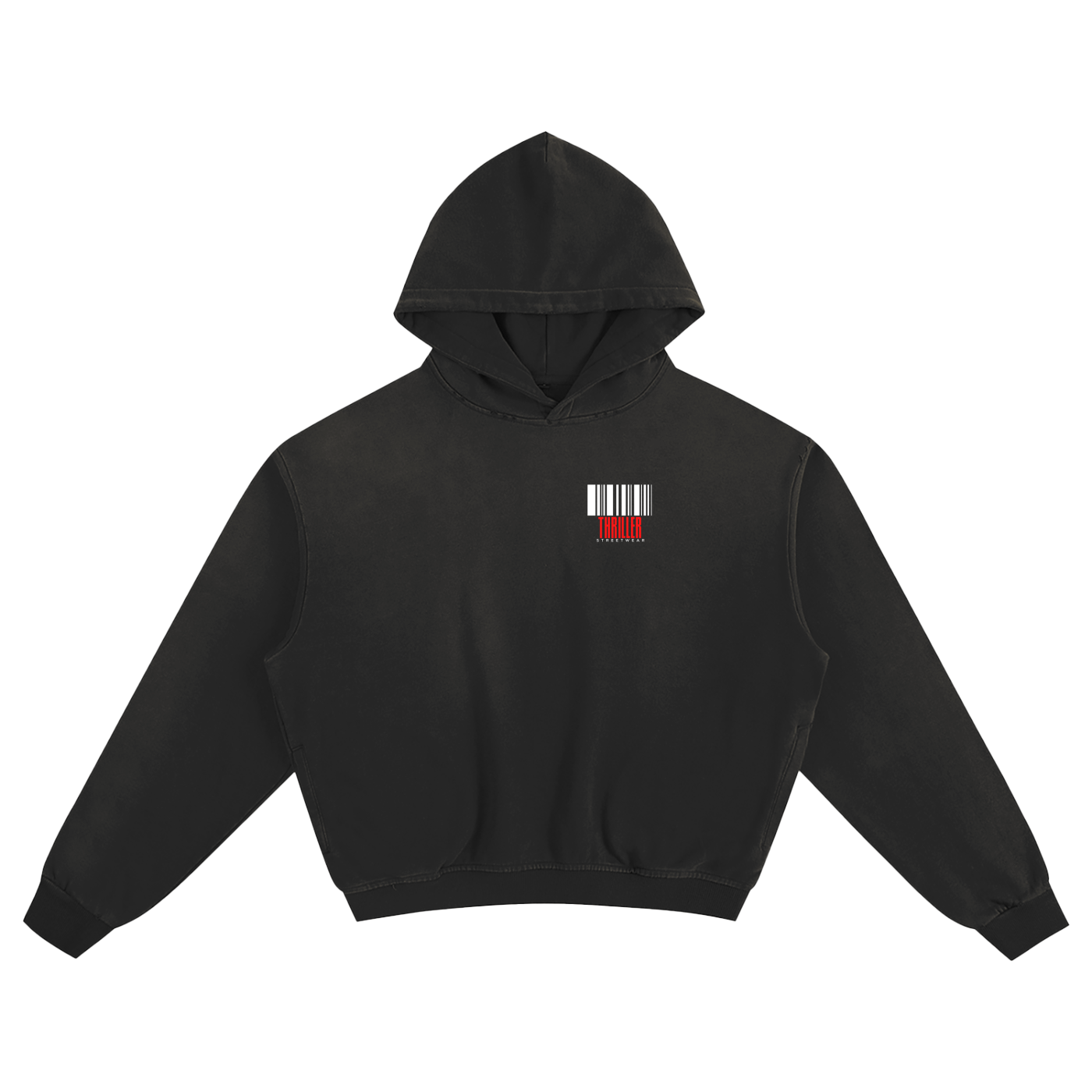 “Thriller Streetwear” Barcode Style Sunfade Boxy Hoodie